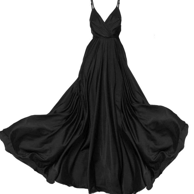 Elegant Long Satin Dress Nero | Angelika Jozefczyk | Wolf & Badger