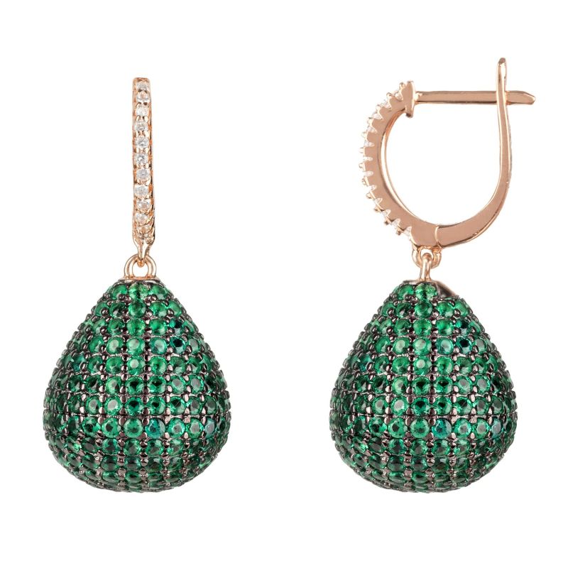 Valerie Pear Drop Gemstone Earring Rosegold Emerald image