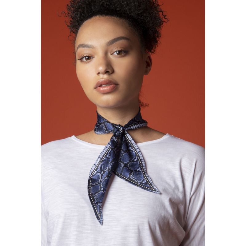 Snakeskin Silk Neck Scarf Blue image