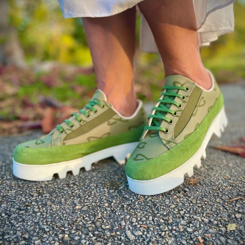 Canvas & Suede Lug Sole Casual Sneaker - Green image