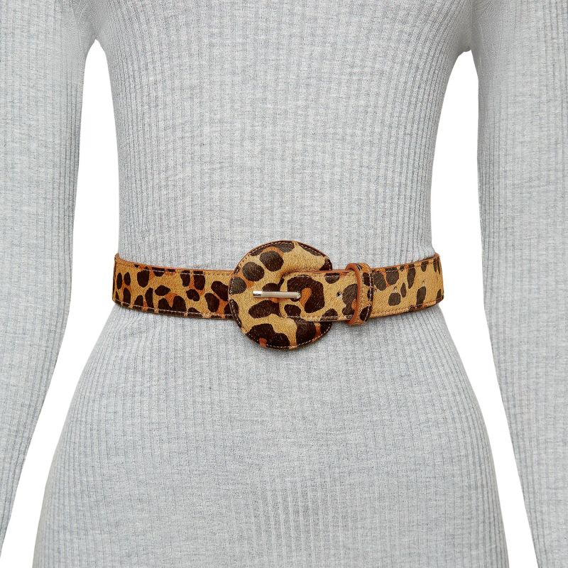 Half Moon Buckle Belt - Caramel Leopard image