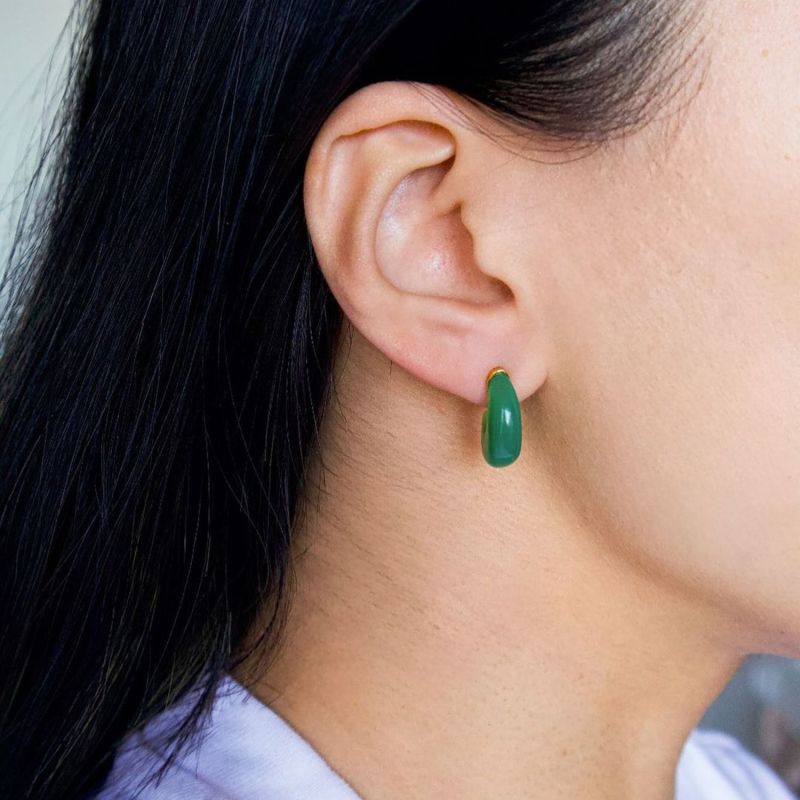 Half Moon Green Chalcedony Earrings image