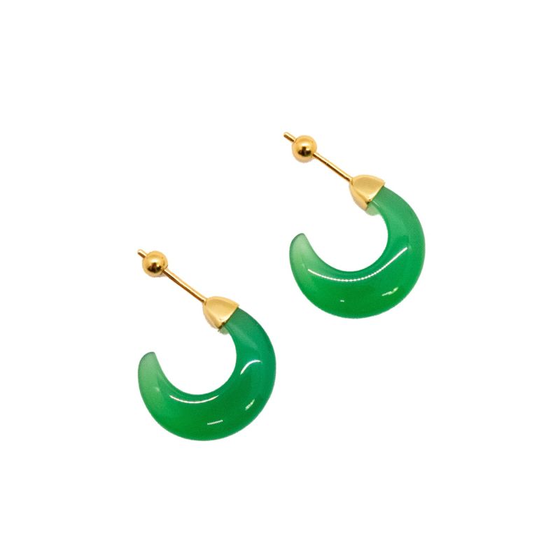 Half Moon Green Chalcedony Earrings image