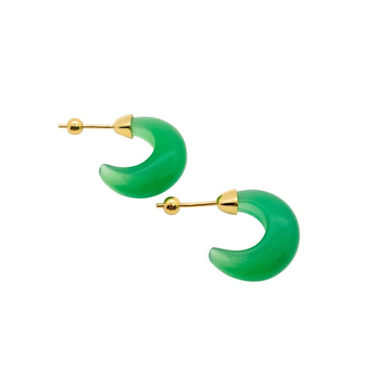 Half Moon Green Chalcedony Earrings image