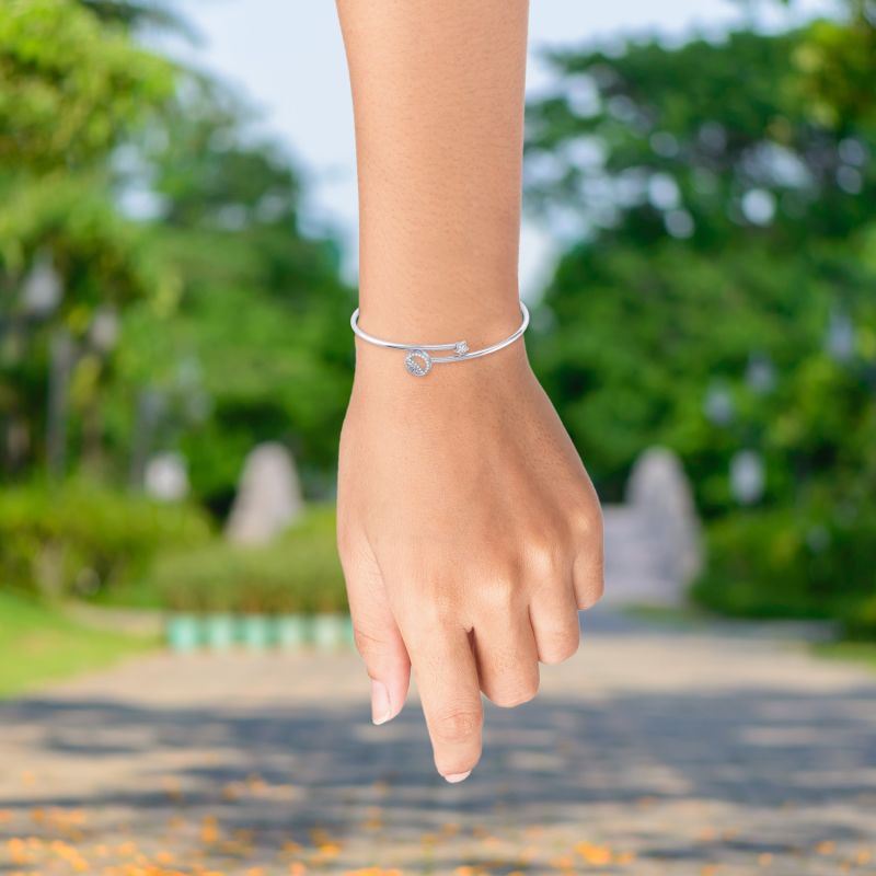 Half Moon Star Bangle In Sterling Silver image