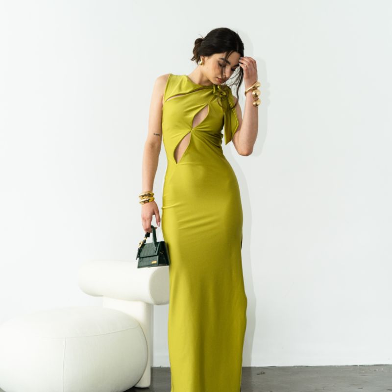 Halie Cut-Out Maxi Green Dress image