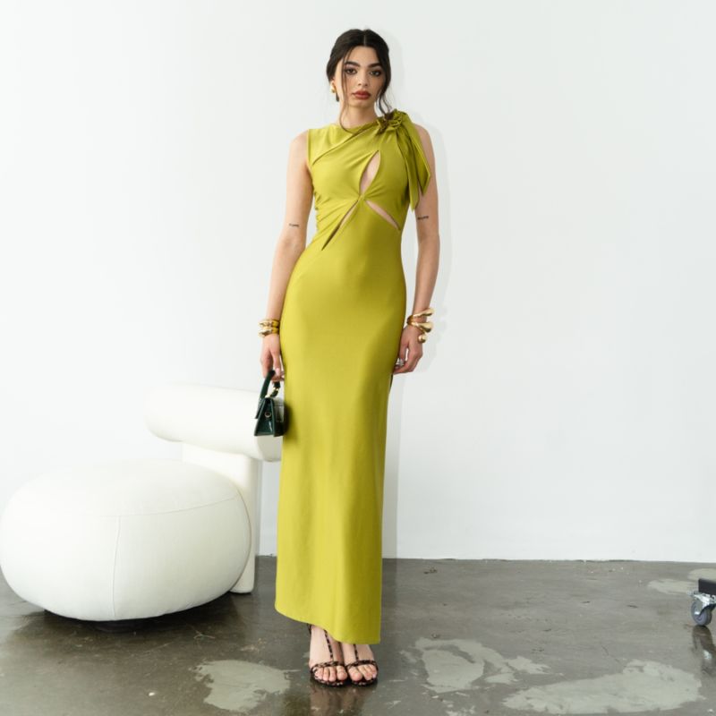 Halie Cut-Out Maxi Green Dress image