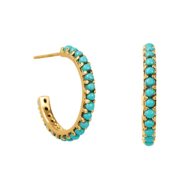 Halo Radiance Gold Vermeil Hoop Earrings - Turquoise image