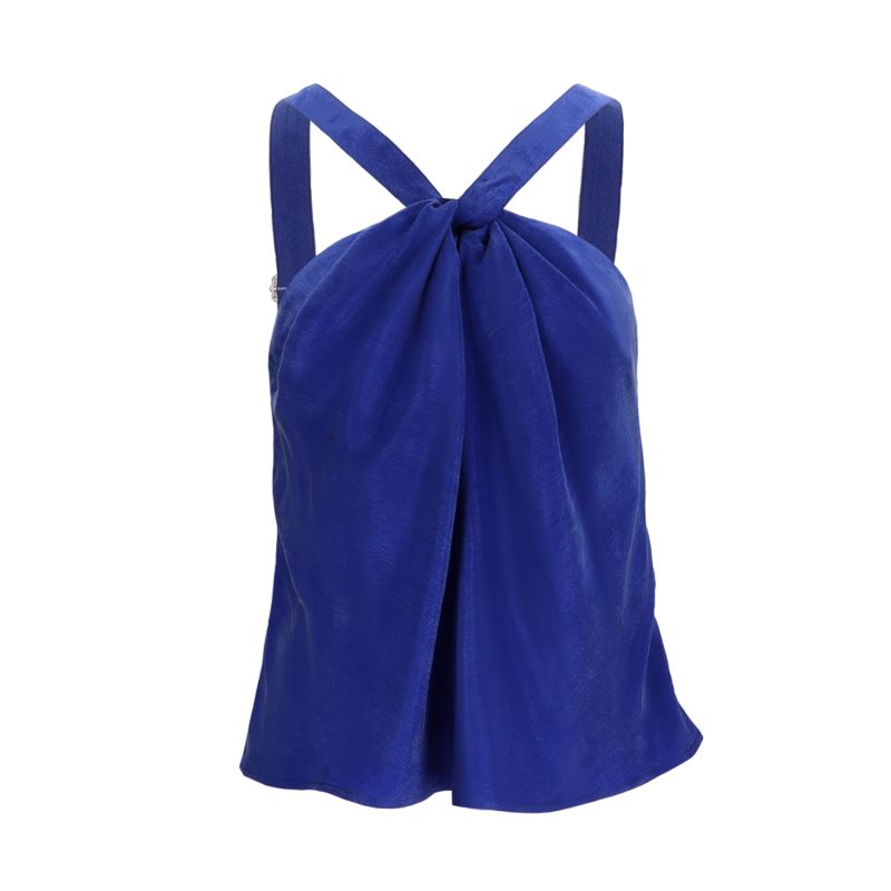 Halter Neck Cupro Blouse In Blue image