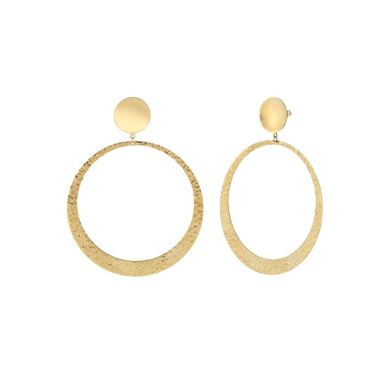 Big Hammered Circle Gold Earrings image