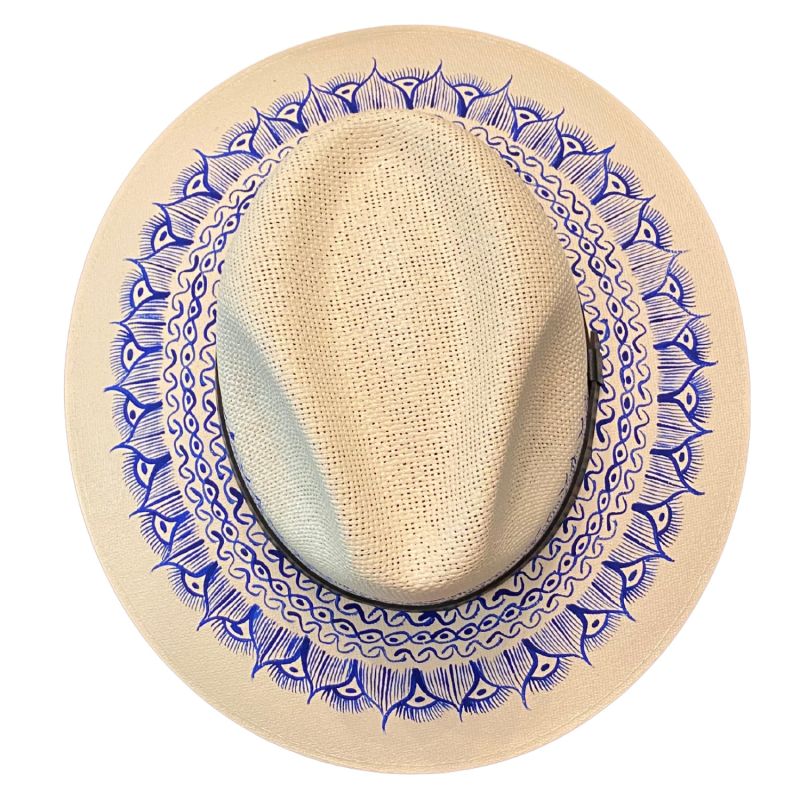 Hand-Painted Hat From Mexico - Blue image