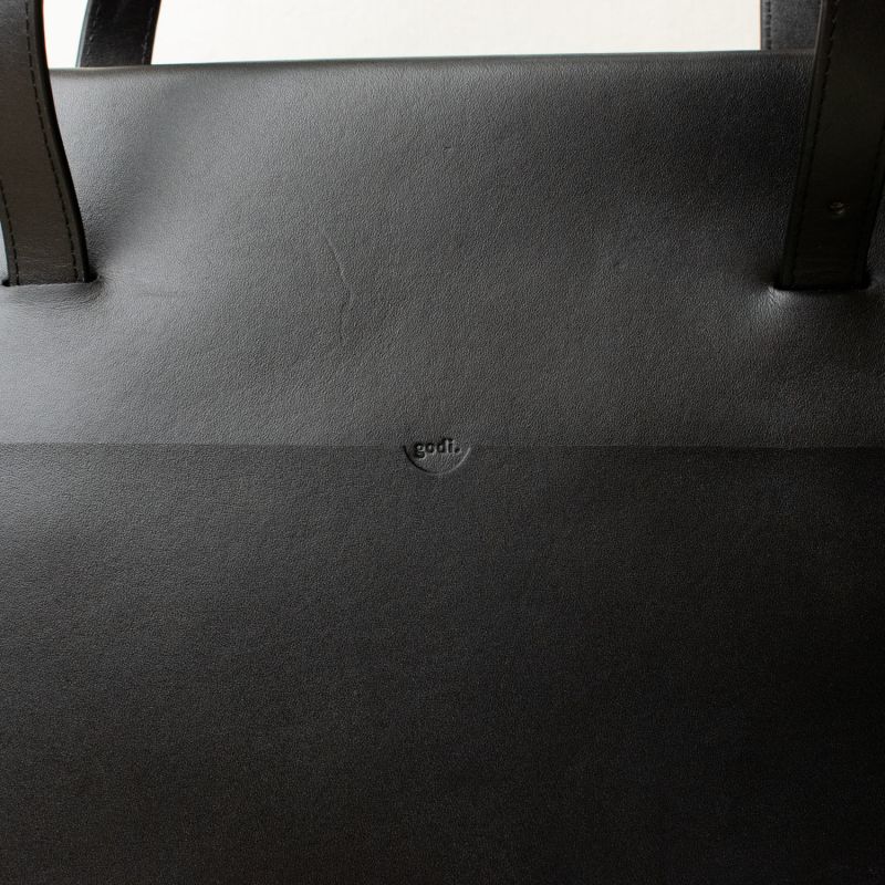 Handmade Adjustable Leather Tote Bag - Black image