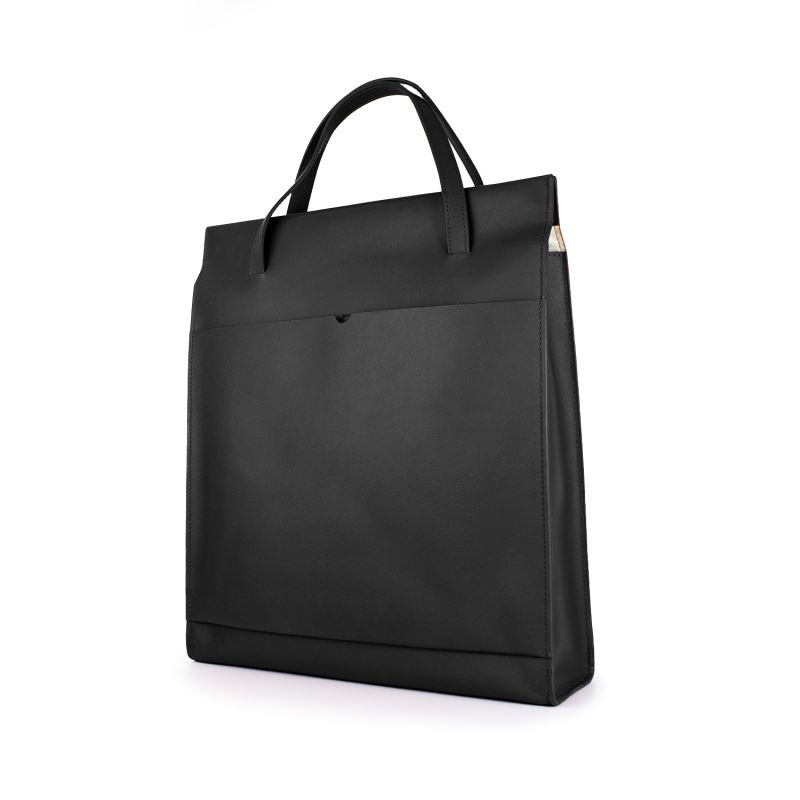 Handmade Adjustable Leather Tote Bag - Black image