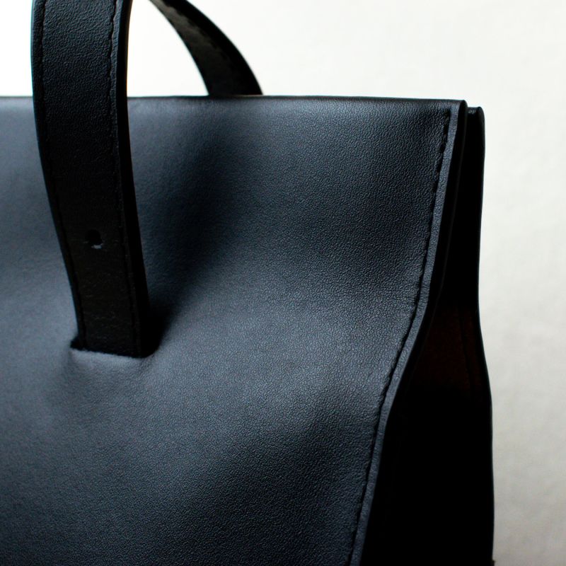 Handmade Adjustable Leather Tote Bag - Black image