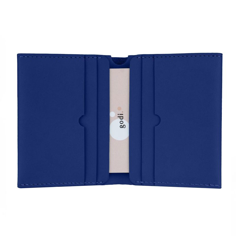 Handmade Bifold Leather Wallet - Cobalt Blue image