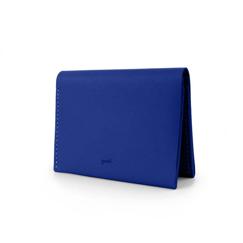 Handmade Bifold Leather Wallet - Cobalt Blue image