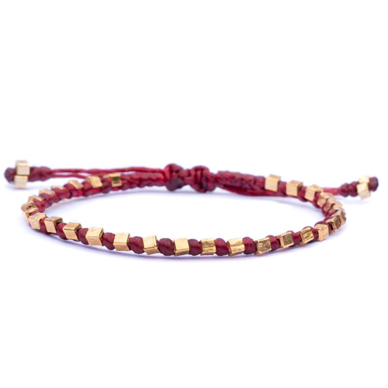 Handmade Gold And Red Waterproof String Bracelet For Women - Red image