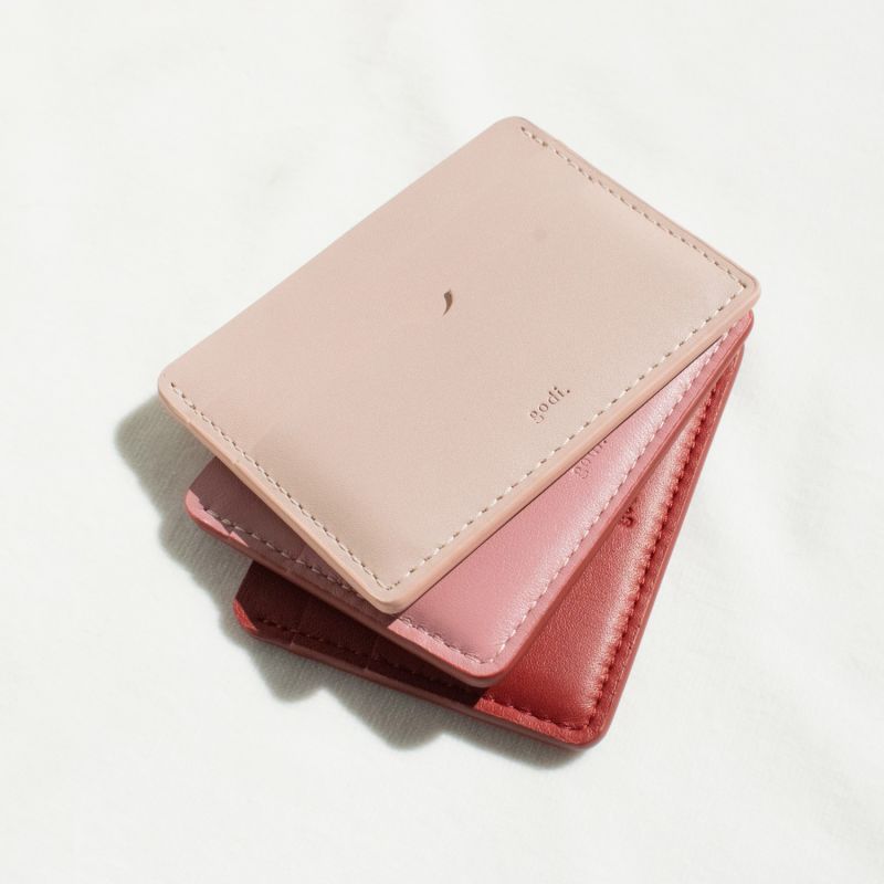 Women's Small Card Case Wallet with Flap. Mini Credit Card Holder. Soft Ash Rose Leather