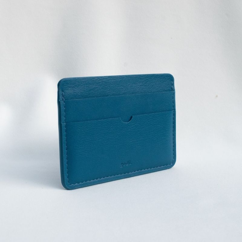 Handmade Leather Card Case - Steel Blue image