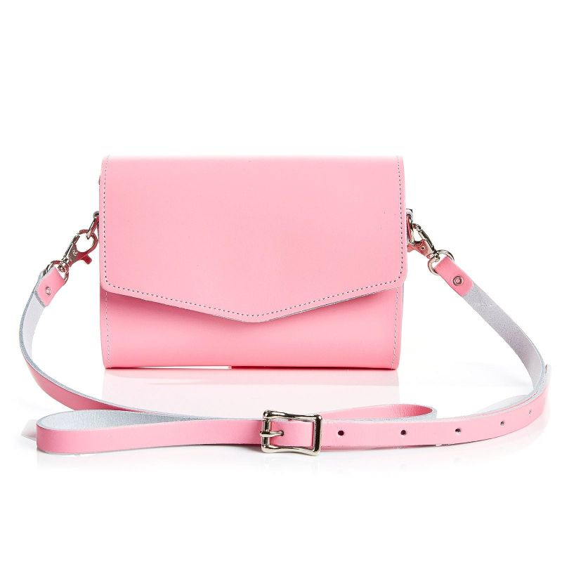 Handmade Leather Clutch Bag - Pastel Pink image