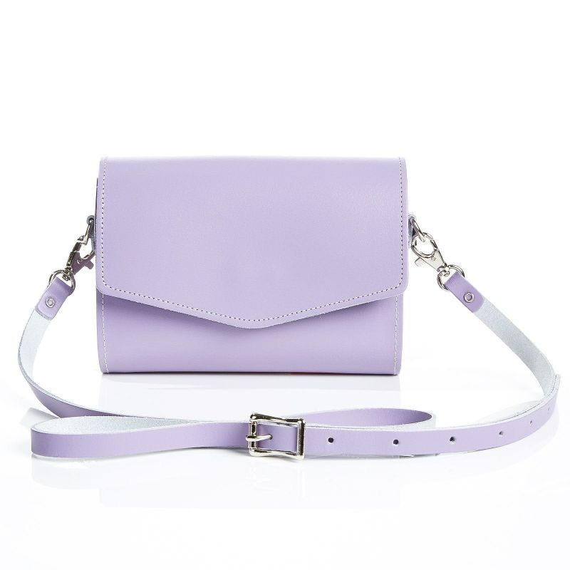 Handmade Leather Clutch Bag - Pastel Violet image