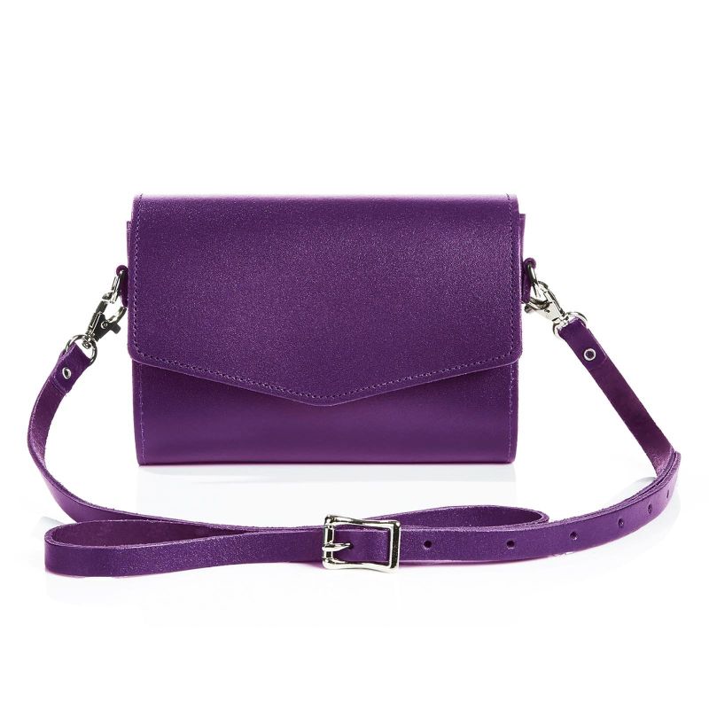 Handmade Leather Clutch Bag - Purple image