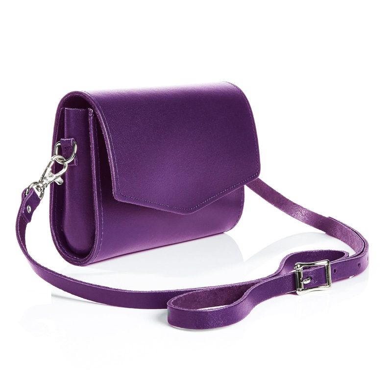 Handmade Leather Clutch Bag - Purple image