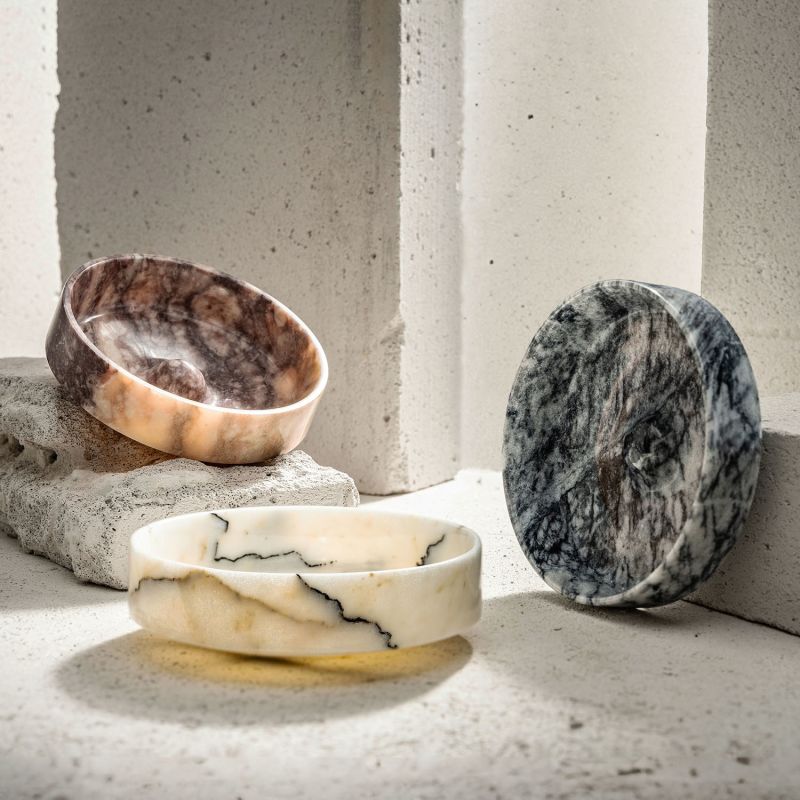 Tumbling Afyon Lilac Marble Bowl - Premium Quality Natural Marble image