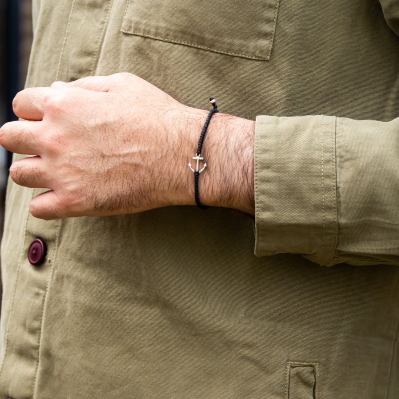 Anchor Handmade Minimalist Black cord Bracelet For Men - Black, Harbour UK  Bracelets