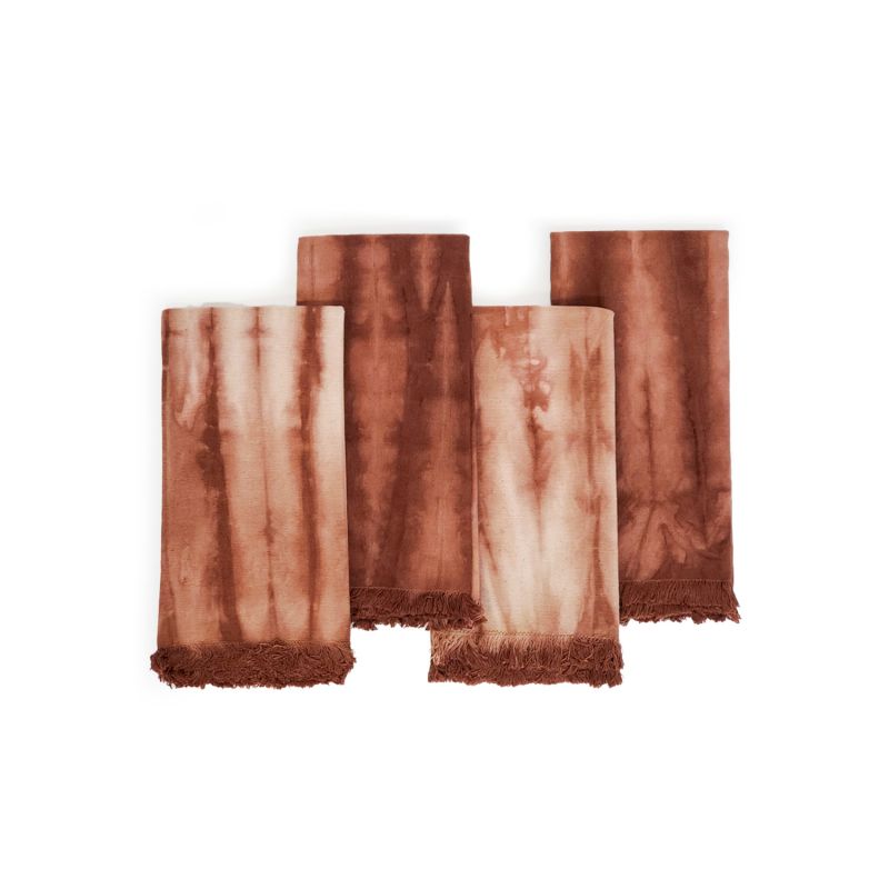 Handmade Tie Dye Cotton Napkin In Brown - Set Of Four image