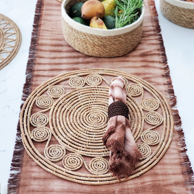 Handmade Tie Dye Cotton Napkin In Brown - Set Of Four image