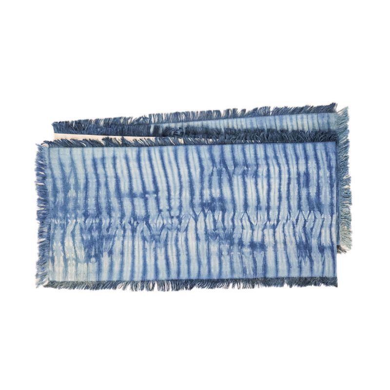 Handmade Tie Dye Cotton Table Runner - Indigo Blue image