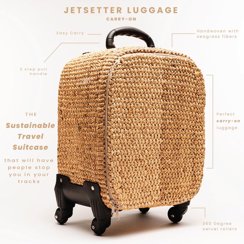 Handwoven Palm Print Luggage image