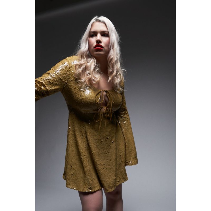 Harlow Dress In Khaki Sequins image