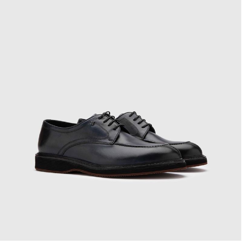 Hatia Navy Blue Leather Men's Daily Shoe image