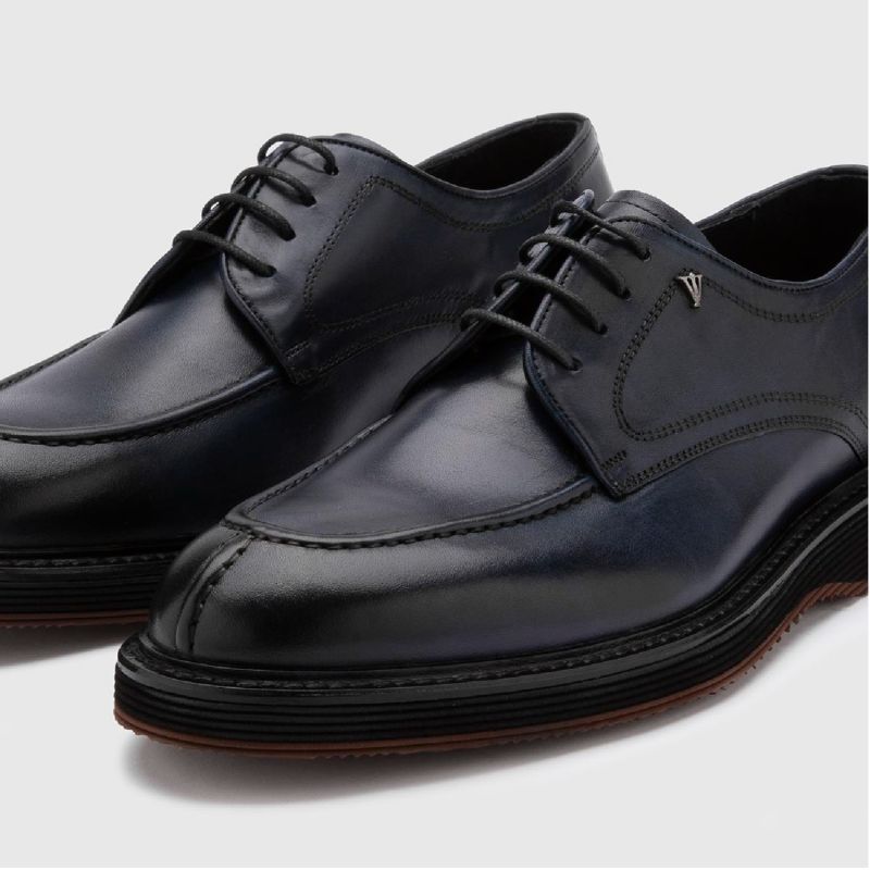 Hatia Navy Blue Leather Men's Daily Shoe image