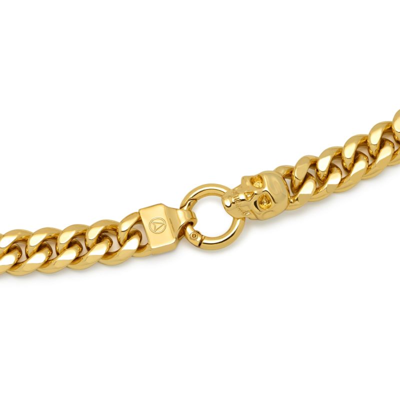 Atticus Skull Curb Chain Necklace In Gold image