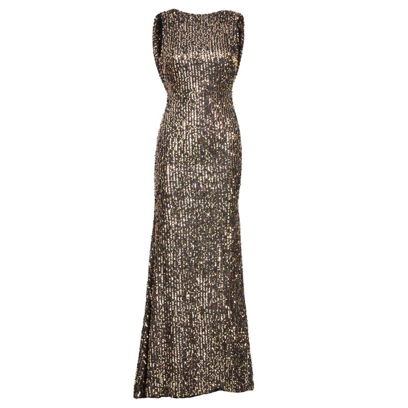 Cowl Back Boat Neck Sequined Evening Gown Blue Ieena For Mac Duggal Wolf Badger