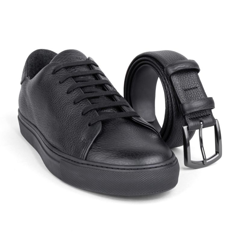 Pebble Leather Sneakers Black Laurent image