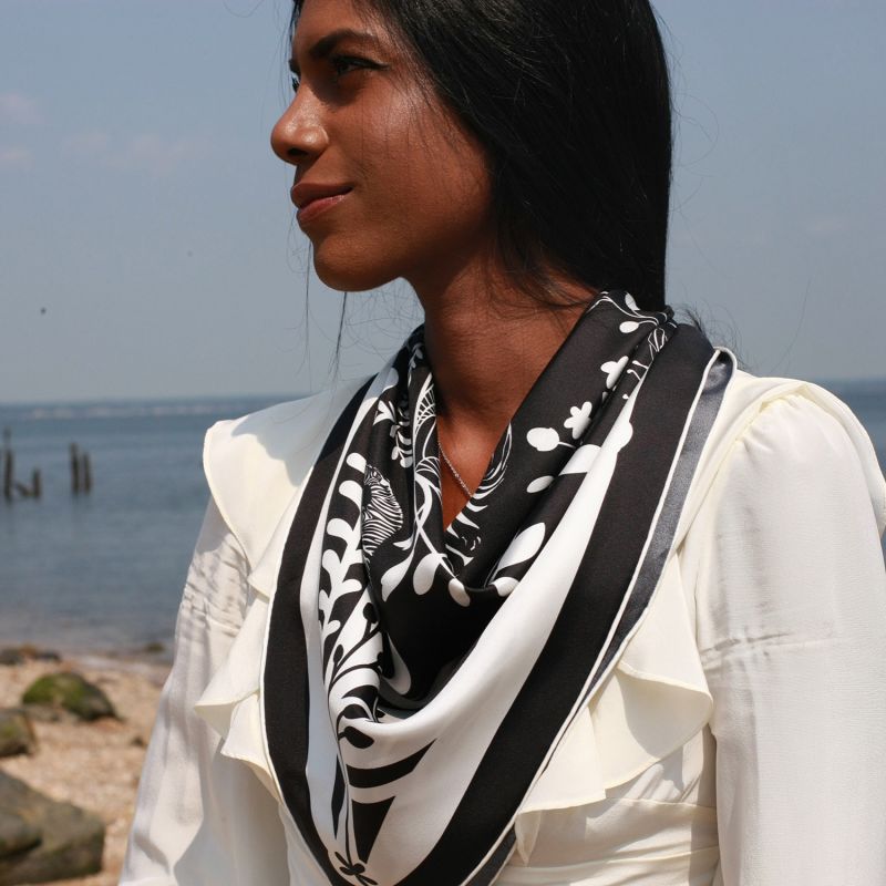 Silk Scarf Of The Performance In Black & White image