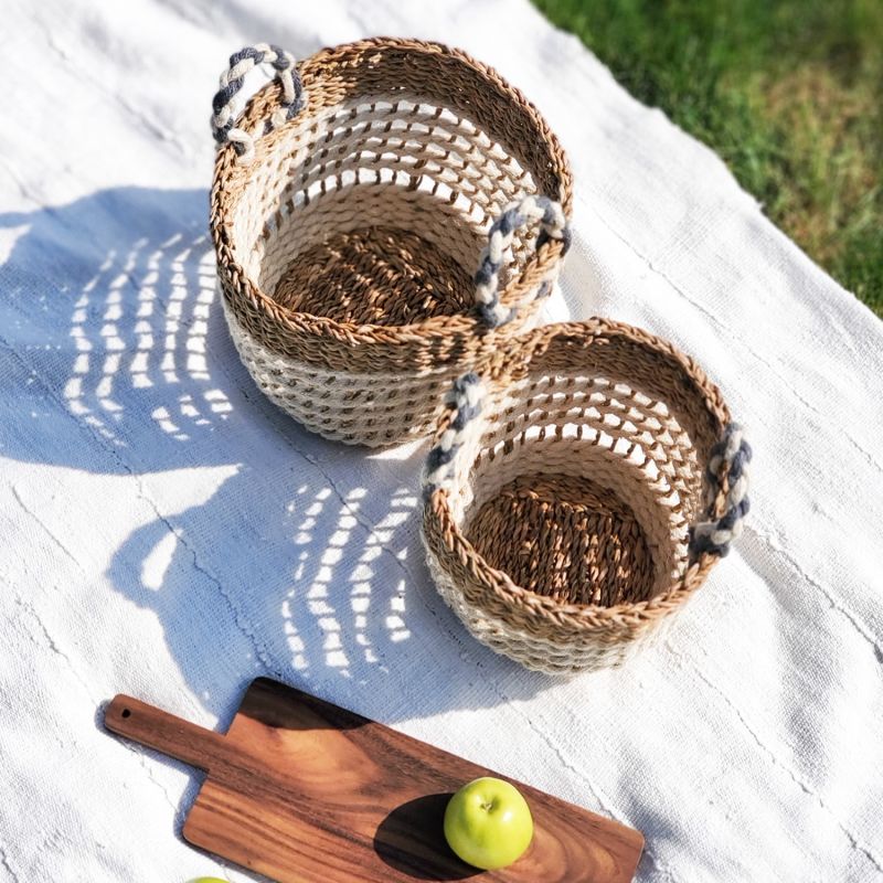 Ula Mesh Basket In White - Set Of 2 image