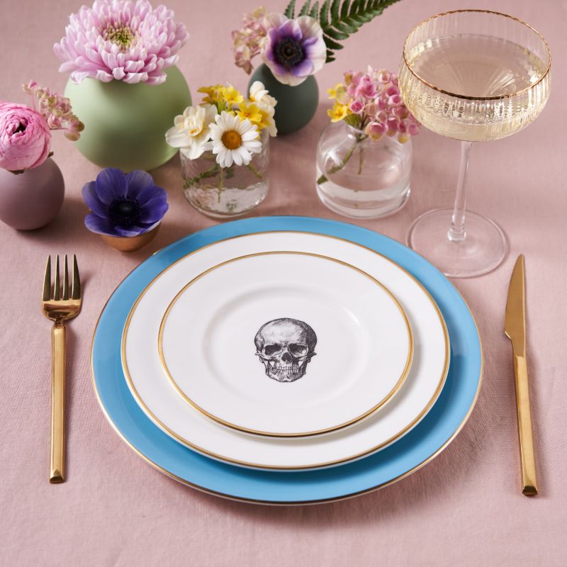 Vintage Blue Skull Dinner Plate image