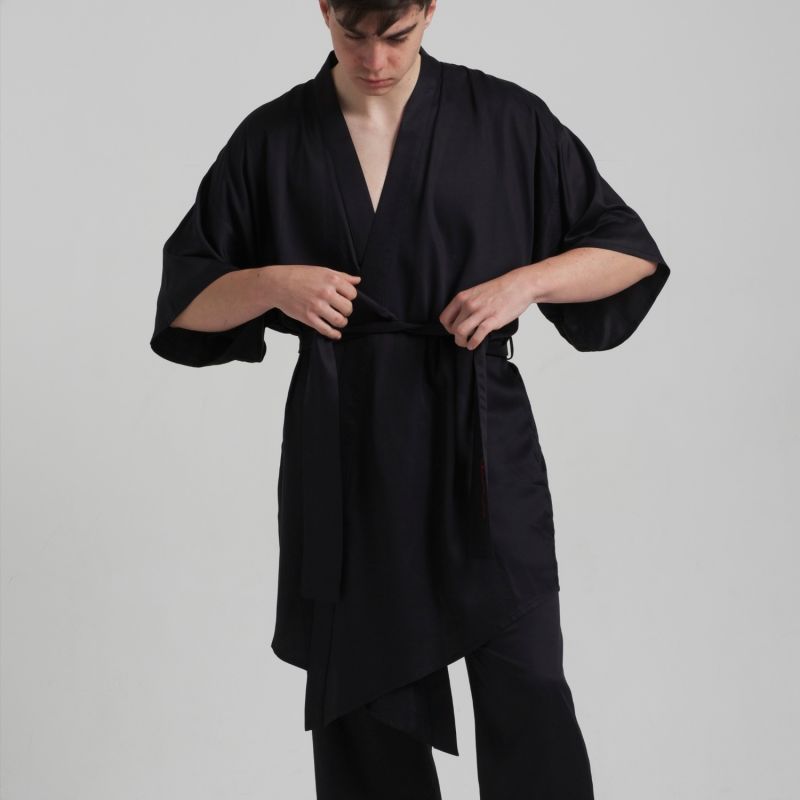 Vegan Silk Bamboo Kimono Black image