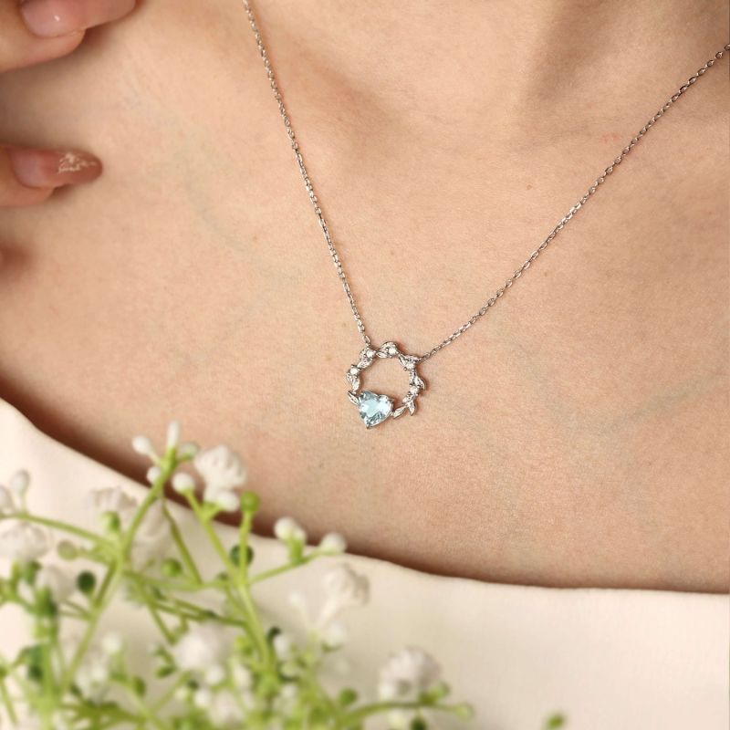 Heart Desire Aquamarine Necklace White Gold Vermeil© image