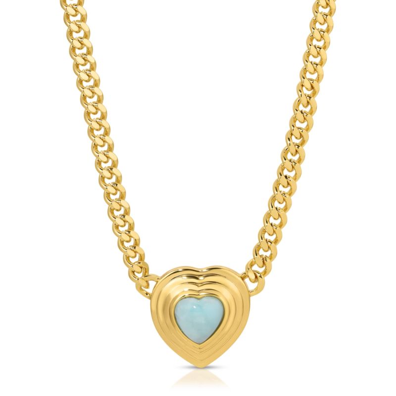 Heart Of Stone Curb Link Necklace- Larimar image