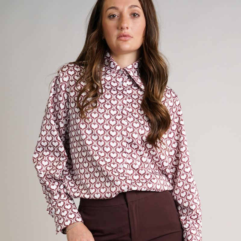 Heart Print Shirt Elisha Classically Cut Shirt With Deep Cuffs image