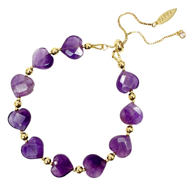 Heart-Shaped Amethyst Adjustable Bracelet image