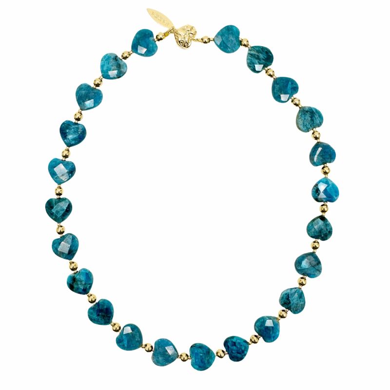 Heart-Shaped Blue Apatite Gemstone Choker Necklace image