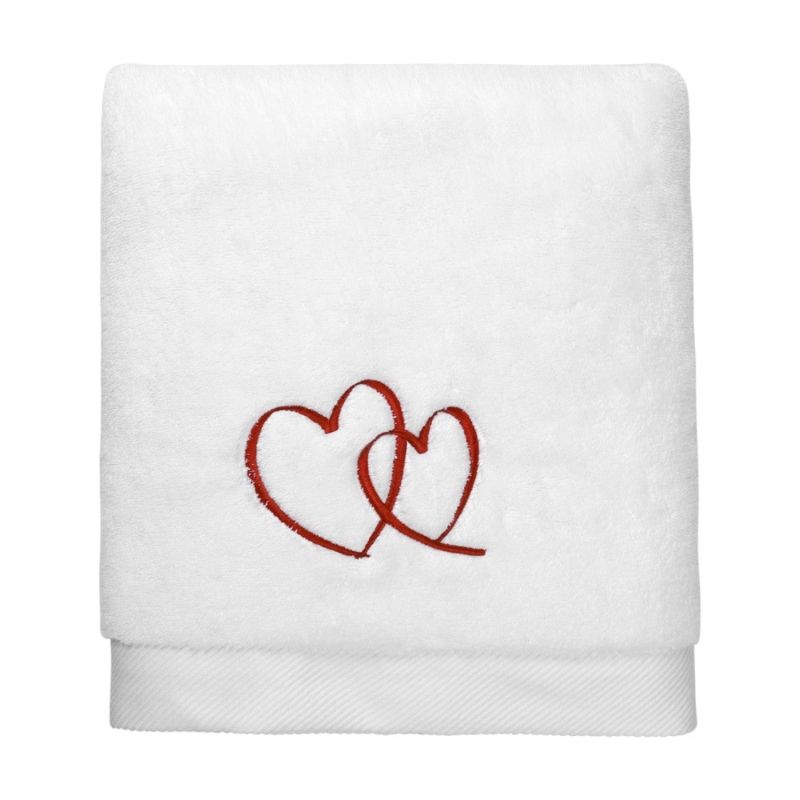 Hearts Embroidery Bath Towel image