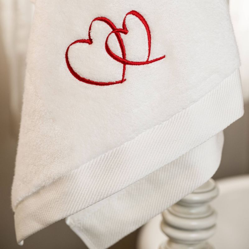 Hearts Embroidery Bath Towel image